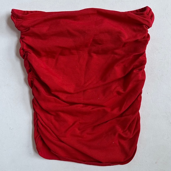Ralph Lauren Y2k Red Tie Front Ruched Tube Top - Picture 4 of 4